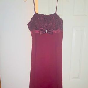 Burgundy Spaghetti Strap Long dress.